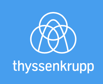 thyssenkrupp Logo auf blauem Hintergrund — Online-Keynote „Zeitenwende! Von der Kunst des Weitermachens“ von Henriette Frädrich für die thyssenkrupp AG