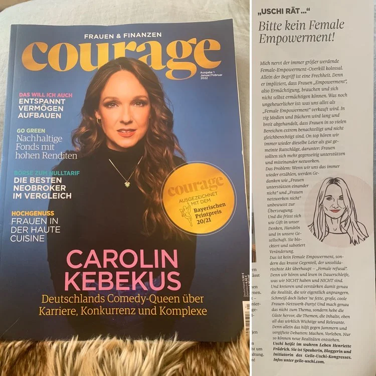 COURAGE-Magazin · Uschi-Kolumne N°3 „Bitte kein Female Empowerment!“ · Kolumnen-Seite · Impression 02