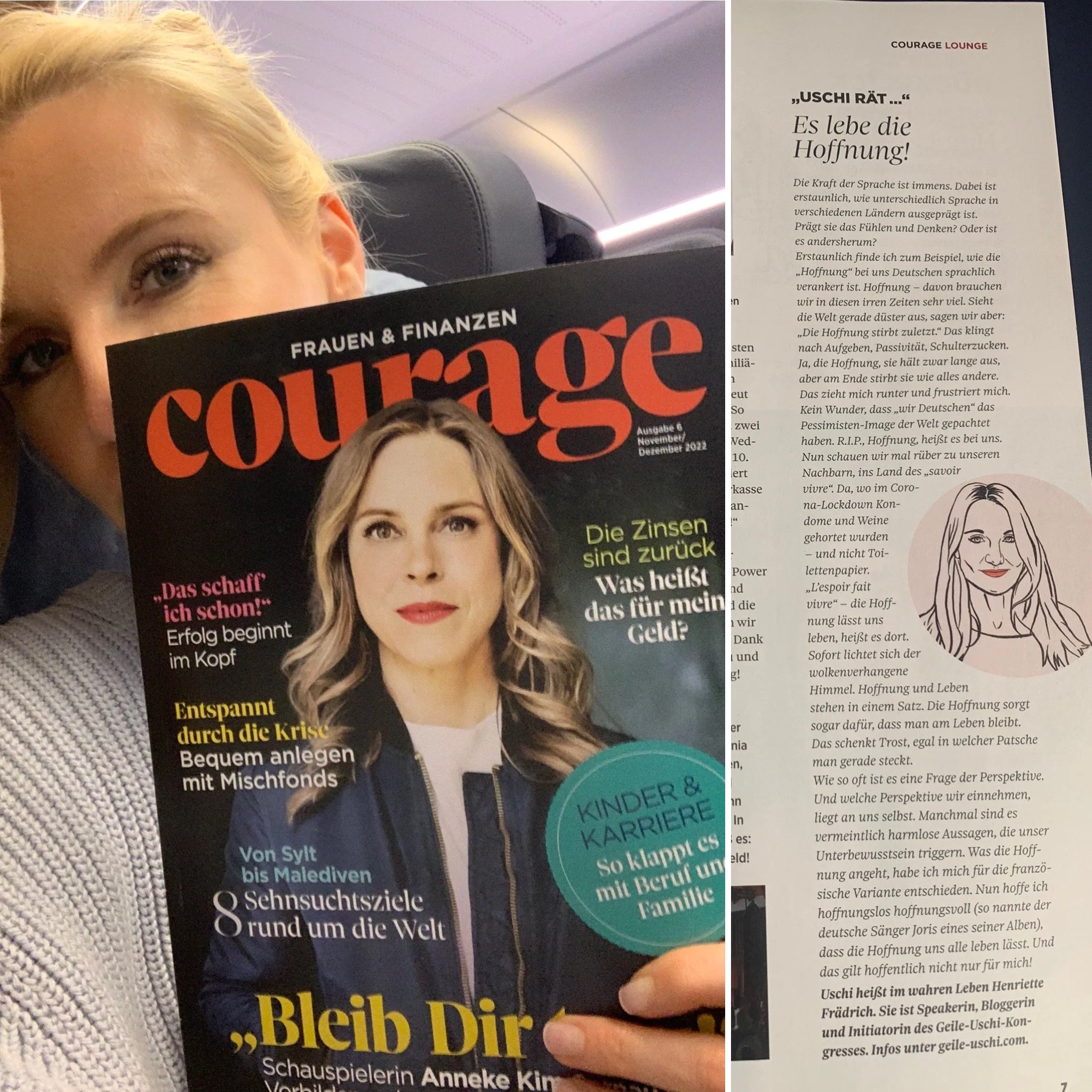COURAGE Nov/Dez-Ausgabe · Uschi-Kolumne N°8 „Es lebe die Hoffnung!“ · Impression 02
