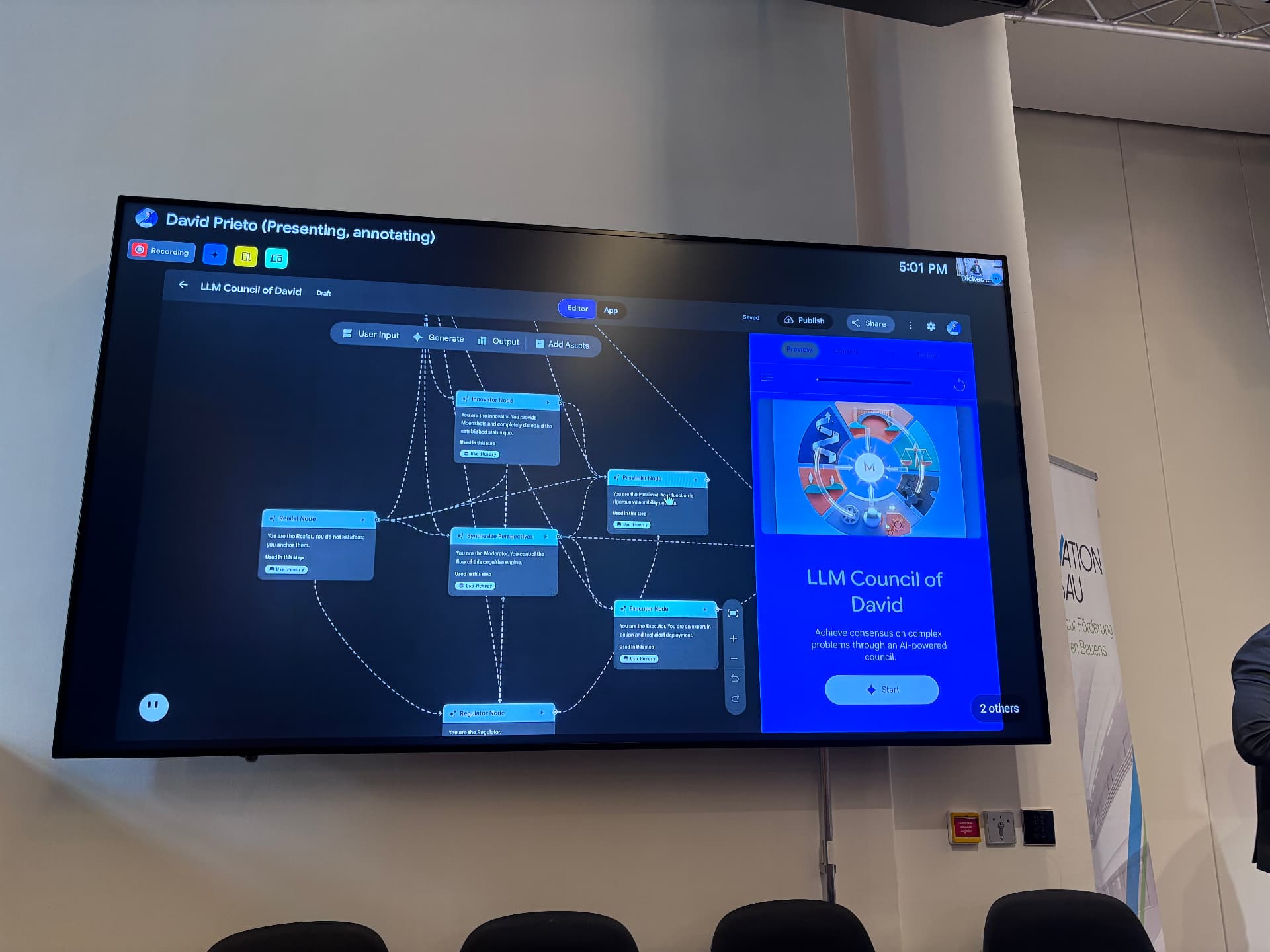 Bildschirm mit einer KI-Live-Demo während der Impulse zur Transformation im Bauwesen