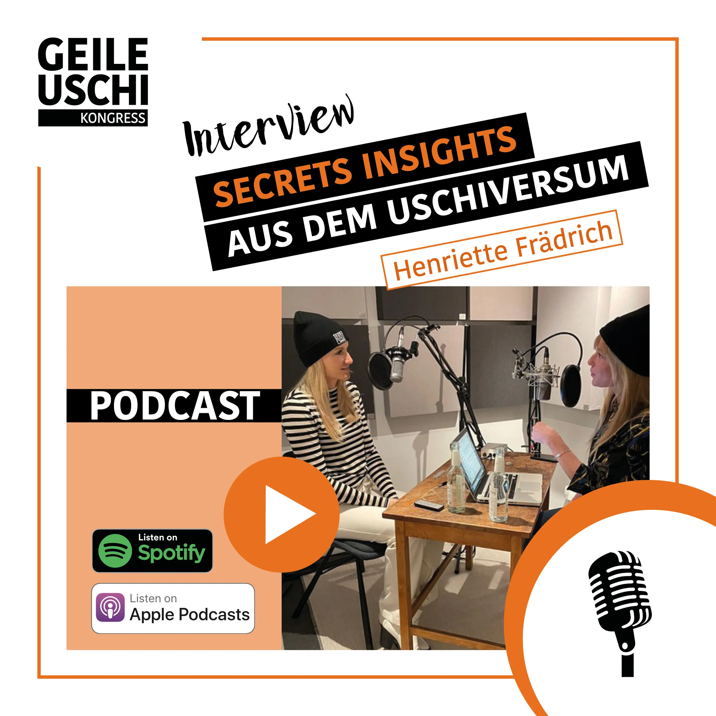 Henriette Frädrich zu Gast im GEILE USCHI PODCAST · Interview-Setup mit Mikrofonen · Impression 02