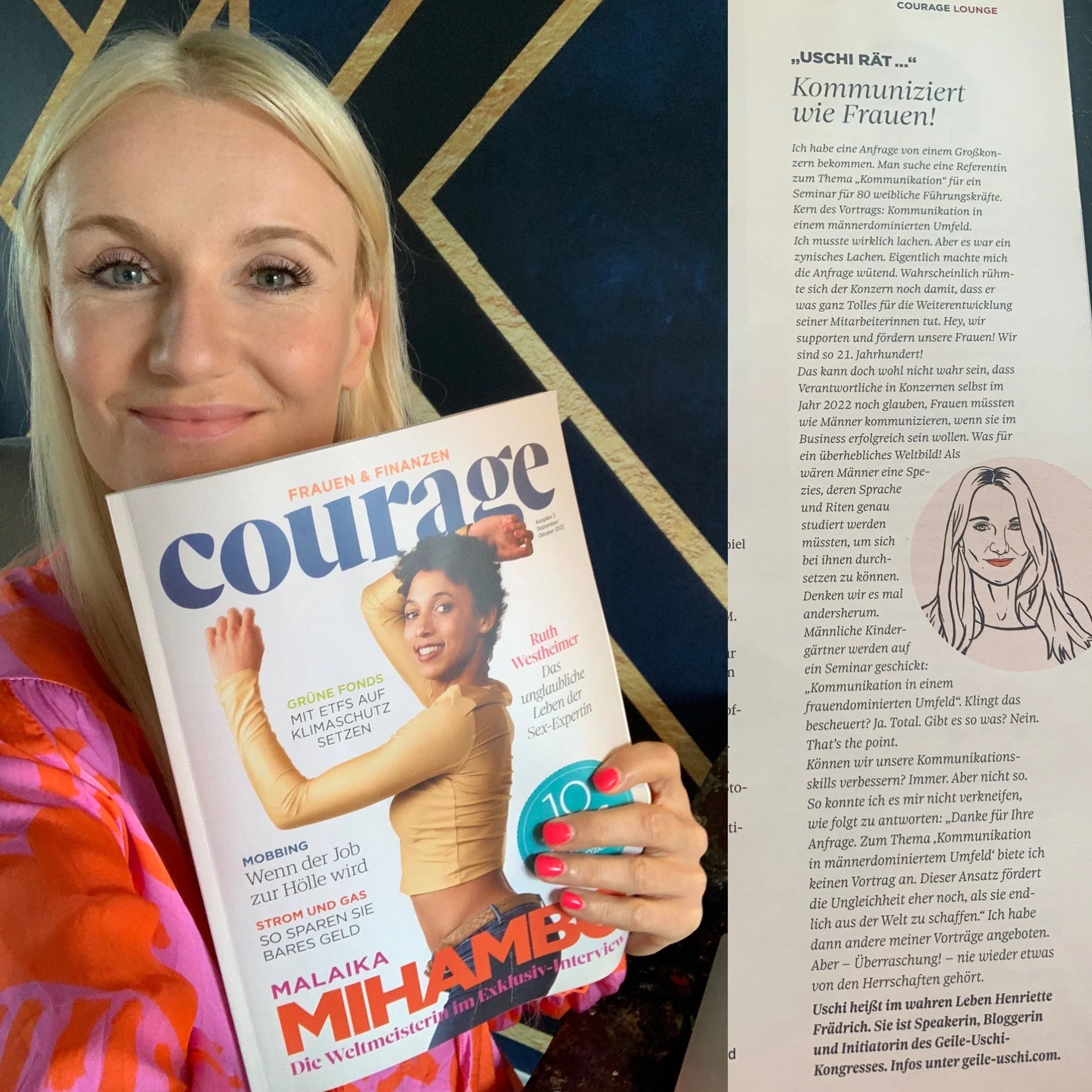 Uschi-Kolumne N°7 im COURAGE-Magazin September/Oktober 2022 · „Kommuniziert wie Frauen!“ · Impression 01