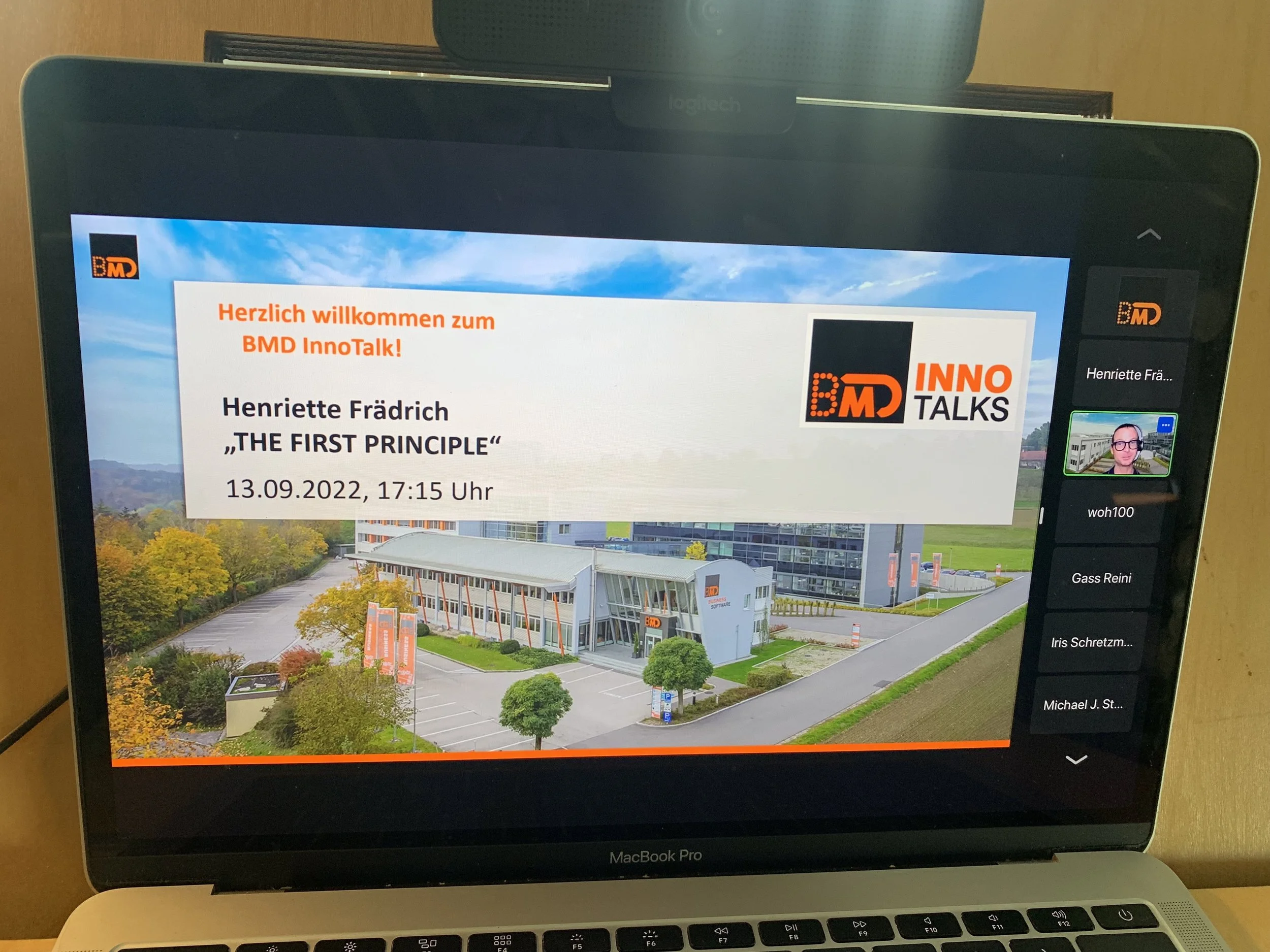 BMD Inno-Talk · Online-Vortrag First Principle Thinking · Impression 01