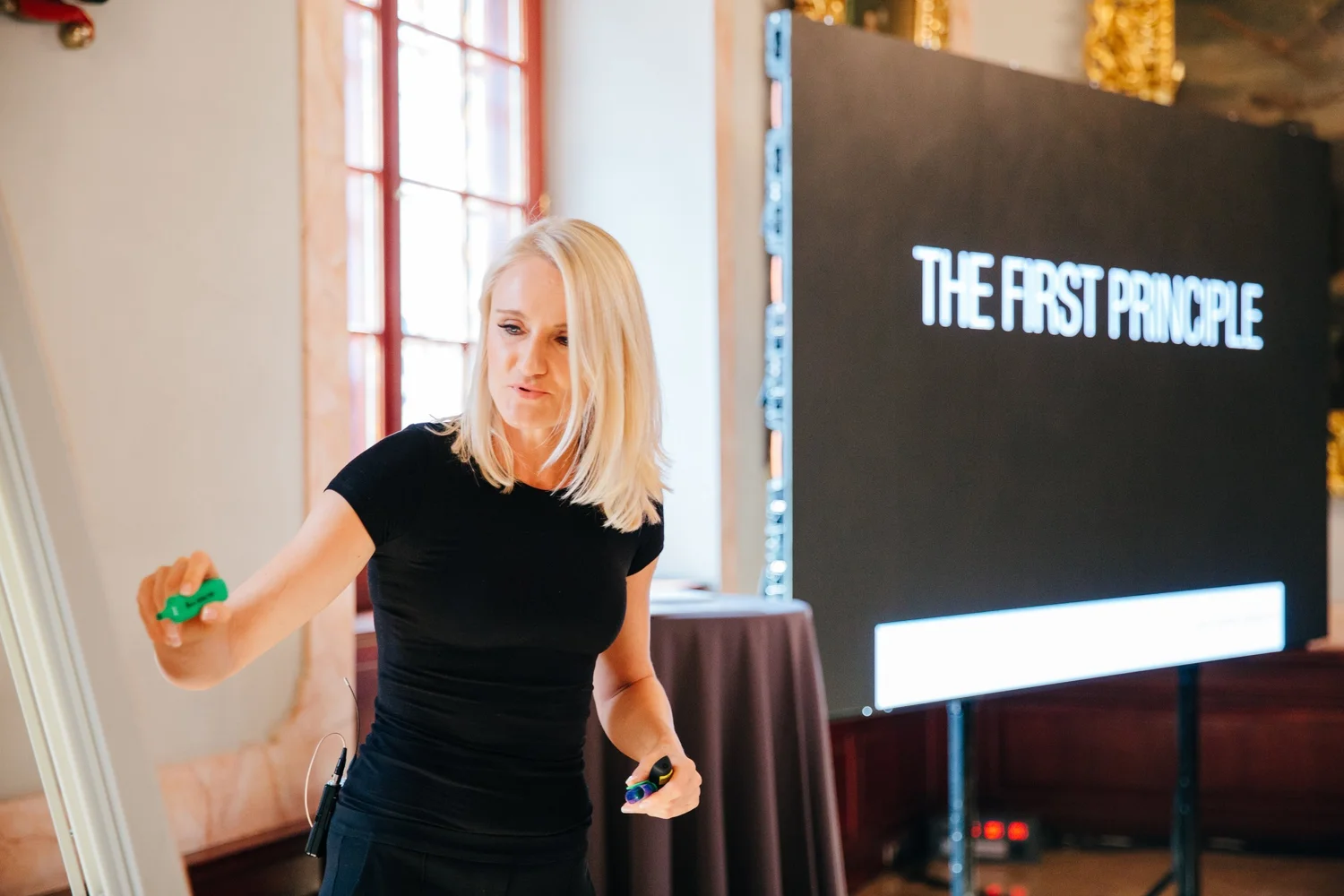 Henriette Hochstein-Frädrich beim Workshop »The First Principle« – Innovation, Creative Destruction und neues Denken