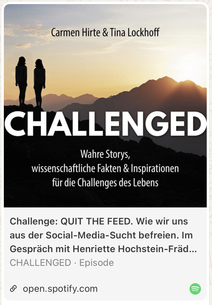 Cover der CHALLENGED-Podcast-Folge mit Carmen Hirte und Tina Lockhoff: Challenge QUIT THE FEED
